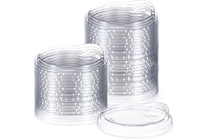 Acellegic 50 Pcs Clear Strawless Plastic Lids Fits for 12, 16, 20 and 24 oz Cups Disposable PET Sipper Cup Lids for Iced Coffee Milkshake Party Supplies (Transparent,98mm)