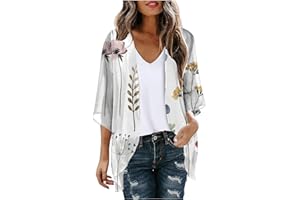 MAMIDAY Swimsuit Coverup for Women Summer Boho Kimono Cardigans Flowy Beach Cover Up Puff Sleeve Print Cover Ups for Swimwear