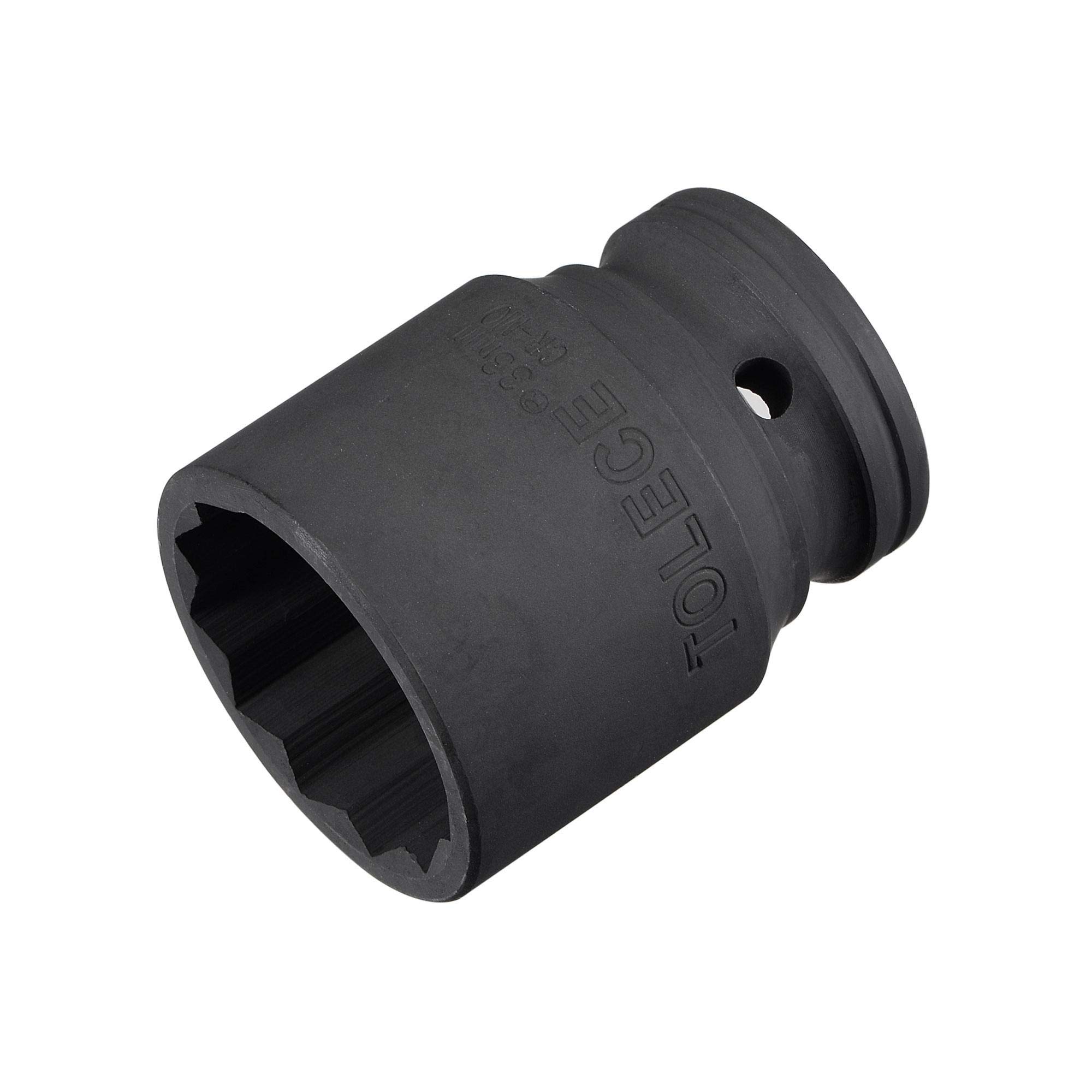 sourcing map 3/4-Inch Drive 33mm 12-Point Impact Socket, CR-MO Steel 56mm Length, Standard Metric Sizes