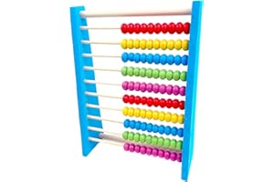 MAGIKON Wooden Counting Number Frame, 10 Rows Abacus for Learning Math (8-Inch) Blue