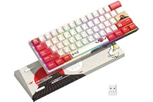 HITIME XVX M61 60% Mechanical Keyboard Wireless, Ultra-Compact 2.4G Rechargeable Gaming Keyboard, RGB Backlit Ergonomic Keyboard for Windows Mac PC Gamers(Izakaya Theme, Gateron Red Switch)
