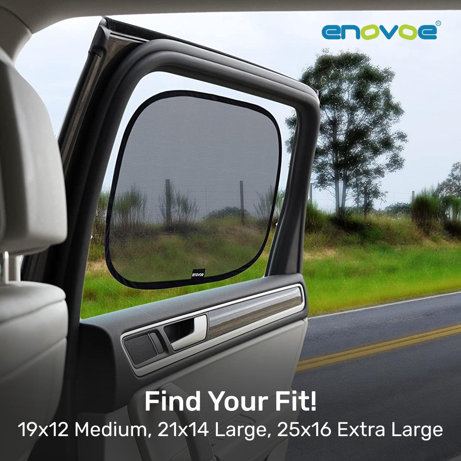 Enovoe Car Window Shades for Baby (2 Pack) - 21x14 Inches Sun Shade Blocker, Cling - Glare Shield and UV Rays Protection for Your Child - Side Windows Screens for SUV- Mesh Window Shades for car Baby