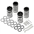 AJP Distributors Height Adjustable Suspension Steel Lowering Spring Coilover Aluminum Scaled Sleeves Kit Silver Black Compatible/Replacement For Eclipse Sentra Corolla 89 90 91 92 93 94 95 96 97 98 99