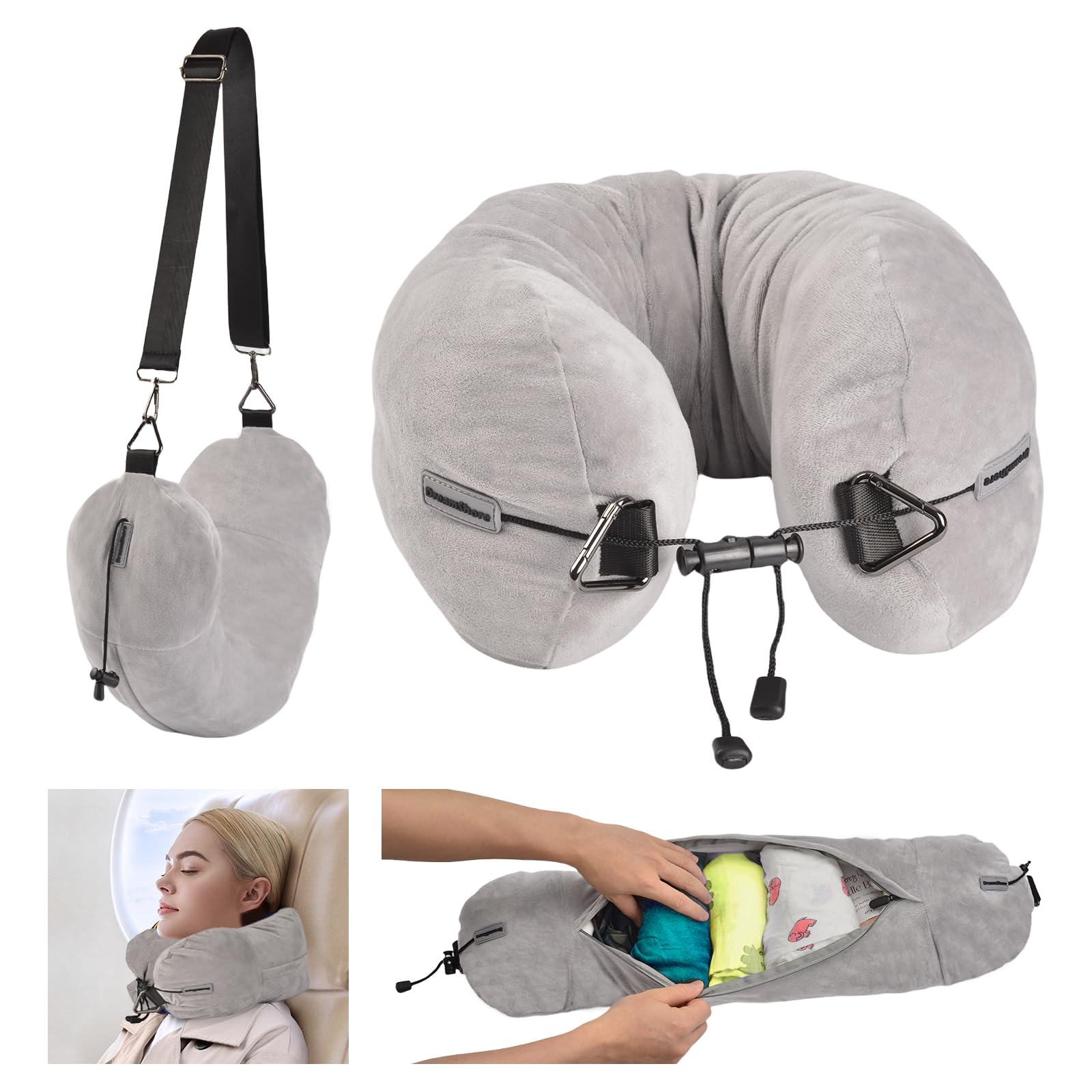 Photo 1 of DreamShore Travel Pillow for Extra Luggage: Stuffable Neck Pillow with Adjustable Neck Size | Fits 3+ Days of Travel Essentials | Transformable Carry-On Solution | Soft Velvet Cover | No Filler