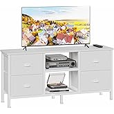 Furologee TV Stand Dresser with 4 Drawers, Entertainment Center with Open Shelf, Small Television Stands for 50" TV, Media Center for Bedroom, Living Room/White
