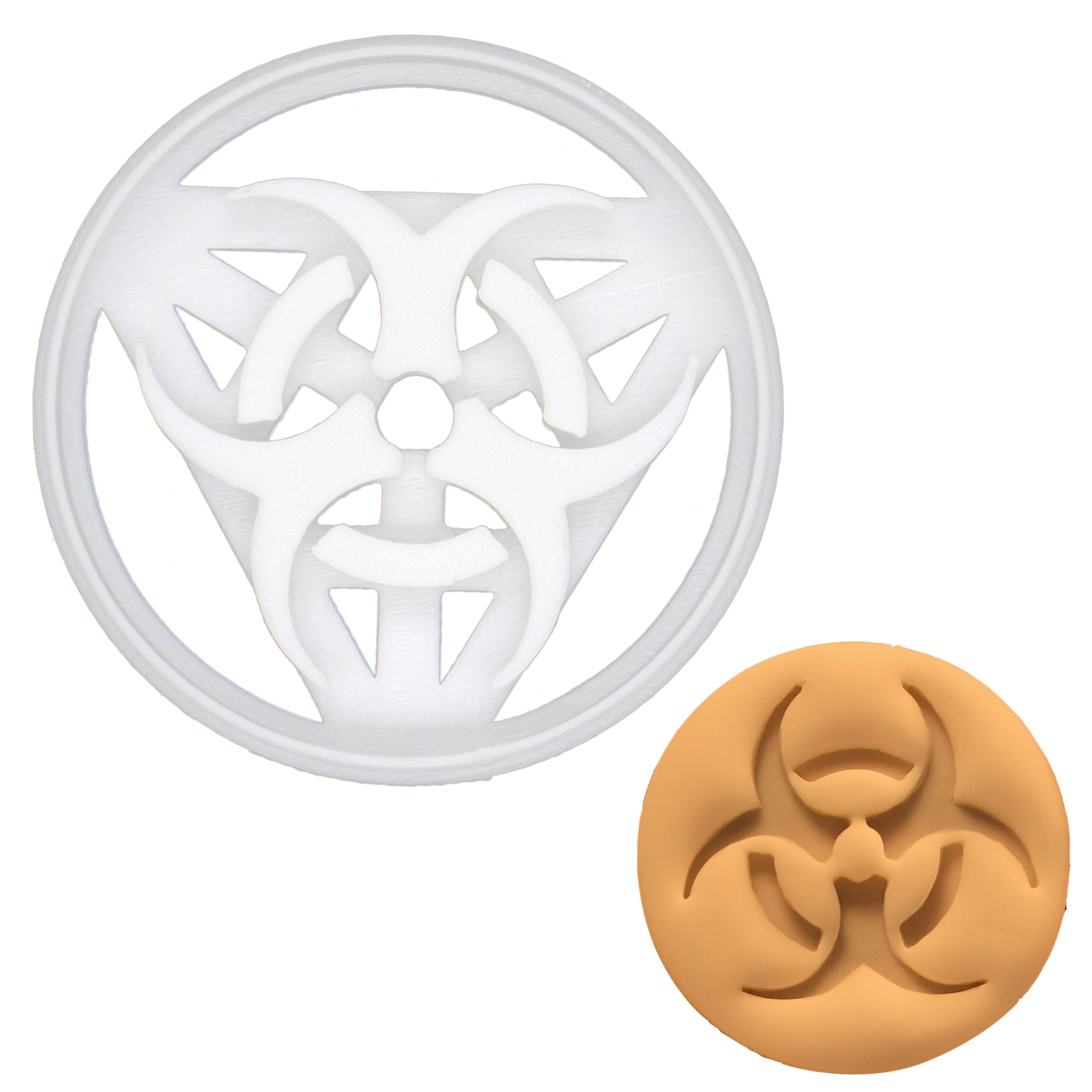 BAKERLOGY Biohazard Symbol Cookie Cutter - Detailed Biscuit Cutter Design for Baking and Crafts, Ideal on Fondant, Dough, Clay