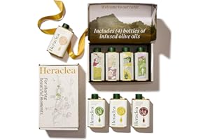 Heraclea - Aegean Flavors Gift Box - Infused Olive Oils Gift Set - Four 5.9oz Bottles - Extra Virgin Olive Oil - Organic Olive Oil - Extra Virgin - Cold Pressed - Polyphenol Rich EVOO