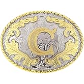 HUABOLA CALYN Western Belt Buckle Initial Letters ABCDEFG to Y-Cowboy Rodeo Gold Large Belt Buckle for Men and Women (ABC-Z)