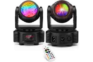 LALUCENATZ Moving Head Light for DJ: 40W RGBW Mini Moving Head Disco Ball and LED Beam Stage Lighting Effects by Remote DMX Sound Activated Control for Wedding Church Disco Club Bar DJ Party Live Show