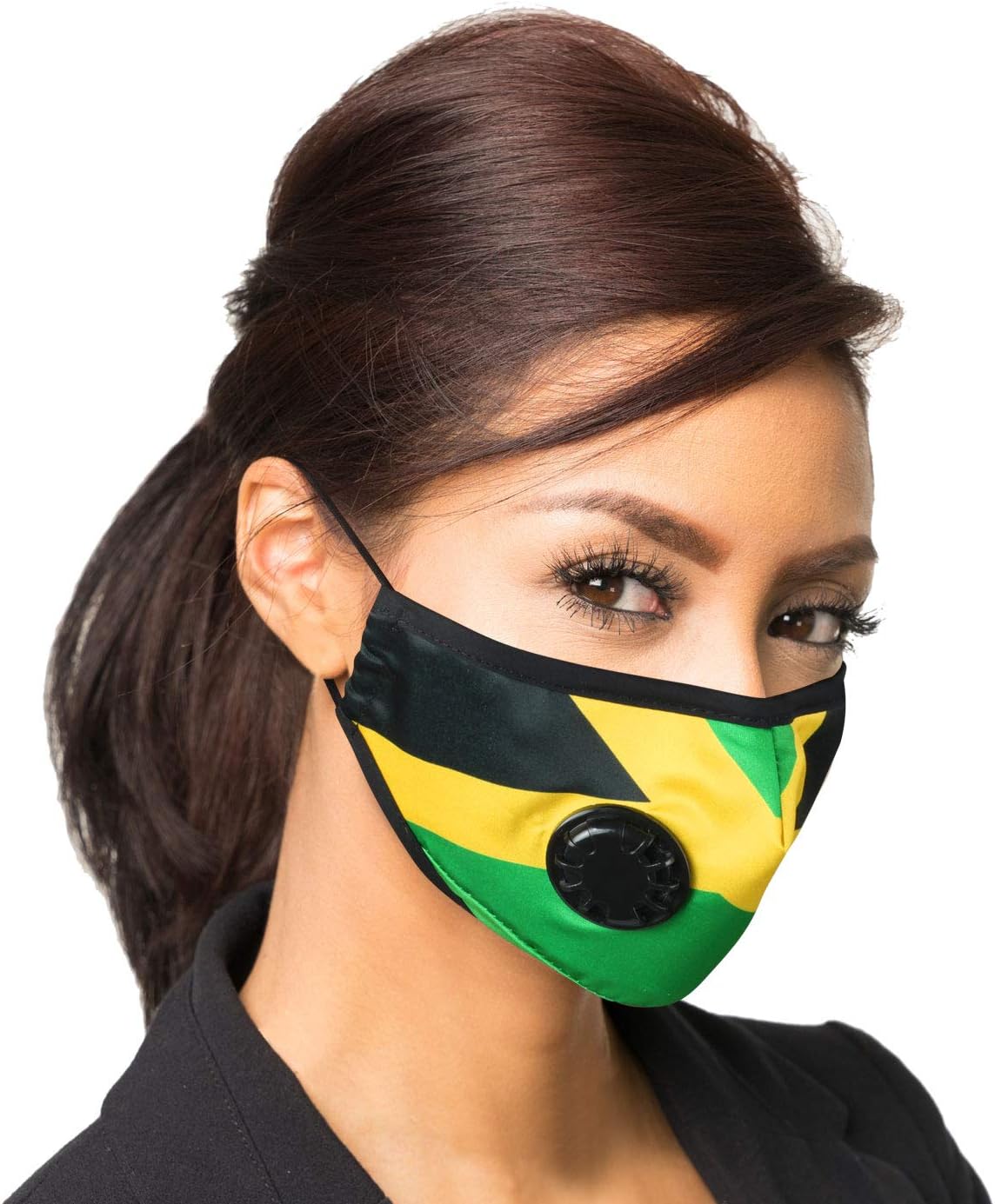 Face Dust Mask Caribbean Jamaica Flag Rasta Reggae Anti Pollution Breathable Respirator Universal Mask 10 N99 Filters Carbon Activated Filtration Cycling Running Women Men (Jamaica)
