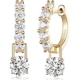 shinelab Gold-Plated Silver Plated Chunky Gold Hoop Earrings for Women Emeralds CZ Drop Dangle Earrings Studs Trendy Jewelry