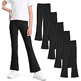 BOOPH 5 Pack Girls Flare Leggings High Waist Bell Bottom Pants Kids Cotton Casual Clothes for Teen Girl