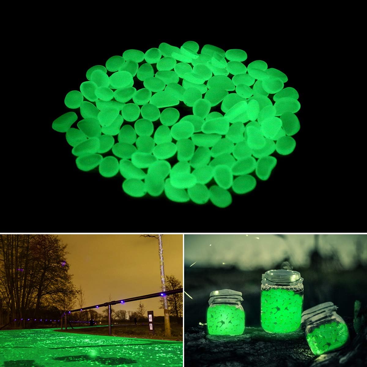 Yuniroom Glow Pebbles Stones Garden Rocks - 200 PCS Decorative Gravel Stone Glowing for Backyard or Indoor Decor Garden Aquariums Flower Bed : Garden & Outdoor