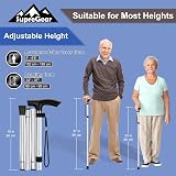 supregear Folding Walking Stick Adjustable Lightweight Cane 85-95 cm view 2