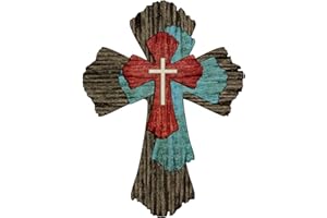 Blulu Cross Wall Decor Hanging Wooden Decorative Wall Cross Rustic Catholic Crucifix Spiritual Art Sculpture for Home Decor Religious First Communion Church Decoration Gift