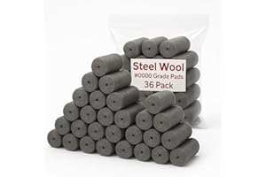 AHAOIN Steel Wool #0000 Grade Pads, 36 Pack – Flexible Cut to Size Wire Wool for Glass Shower Door Hard Water Removal, Chrome & Stainless Steel Polishing, Weep Hole Gap Filler, Mice Control & Rodent Barrier