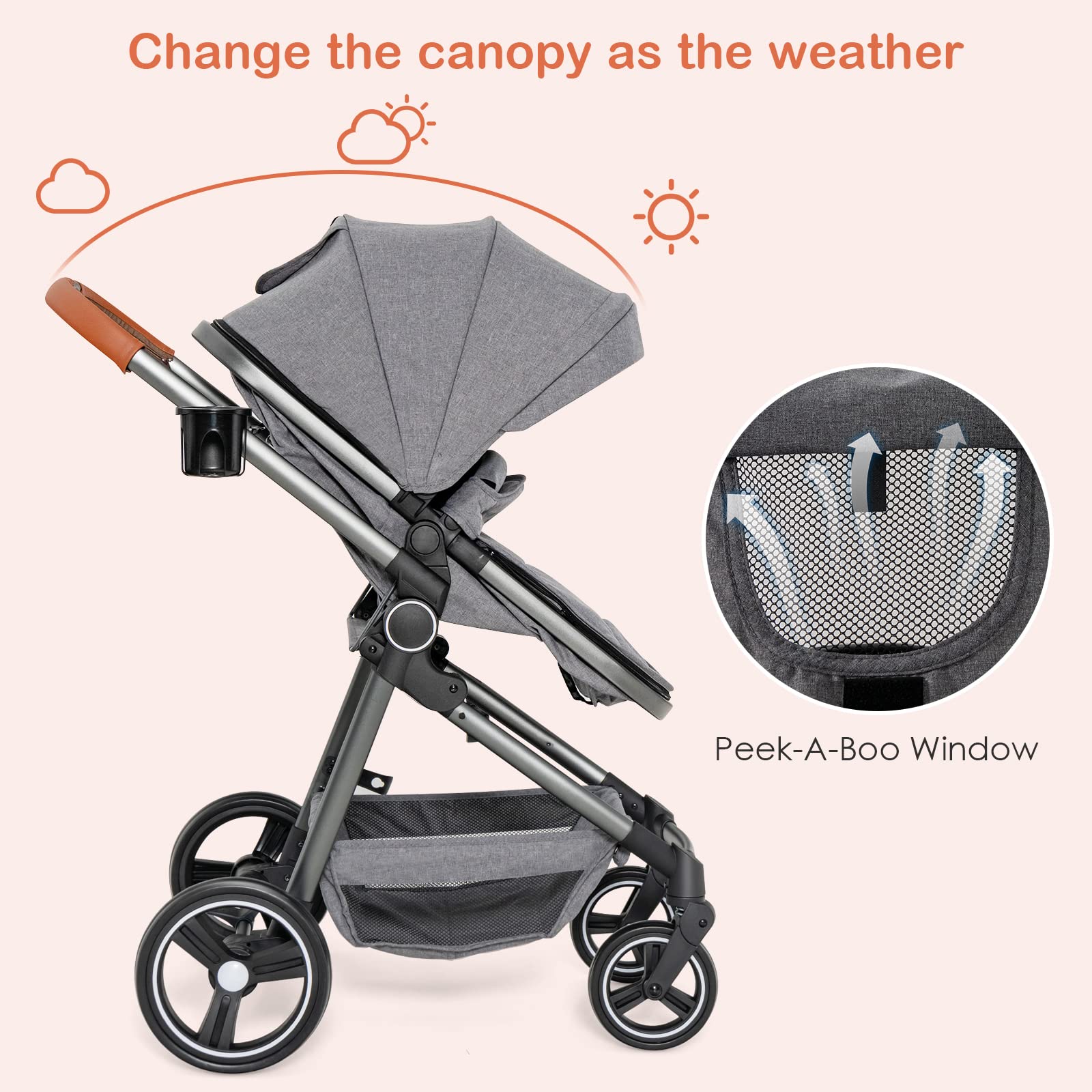 INFANS 2 in 1 High Landscape Convertible Baby Stroller, Newborn