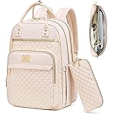 Tealari Laptop Backpack for Women,15.6 Inch Laptop Backpack for Work,Water Resistant Travel Backpack,College Bookbag with Wallet (Beige)