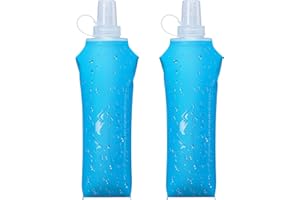 Zelvot 2 Pack Running Vest Soft Flask, BPA-Free 500ml Collapsible Water Bottle for Hydration Backpack, Folding Running Water Bottle for Marathon Hiking Cycling Climbing (Blue, 500ML - 2 Pack)