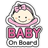 GEEKBEAR Baby on Board Car Sticker - Character Design, Reflective, Weather-Resistant (02. Basic Girl)