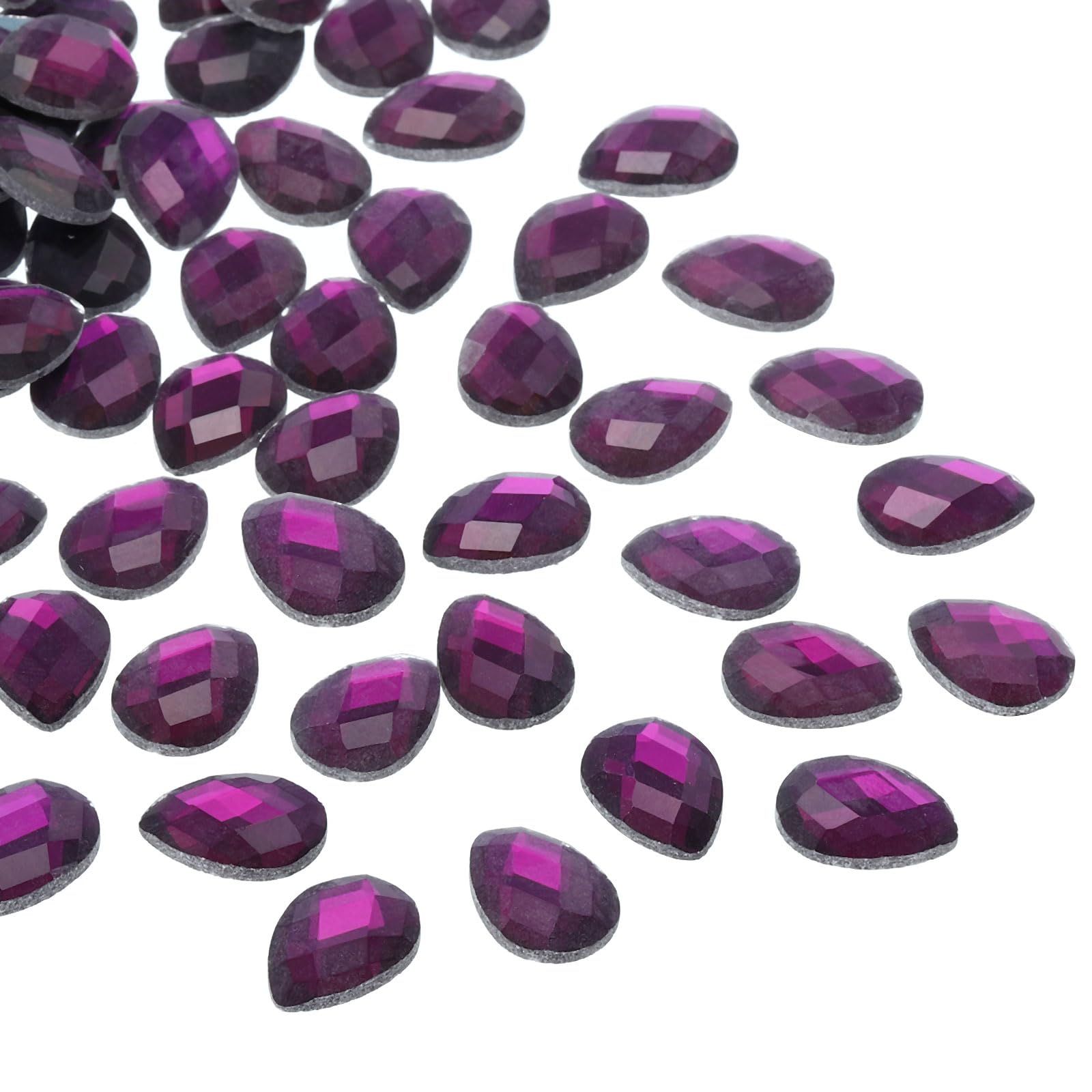 PATIKIL Acrylic Teardrop Gems, 100 Pcs 18x13mm Flat Back Teardrop Rhinestones Plastic Gems for Jewelry Making DIY Craft, Purple