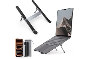 SODI [Ultra Compact] Foldable & Portable Laptop Stand for Desk, Lightweight Tablet Stand for Business Travel, Library, Cafe, 6 Level Height Ergonomic Aluminum Computer Holder for 10-16" Laptops