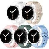 5 Pack Sport Silicone Bands Compatible with Samsung Galaxy Watch 8 Band 40mm 44mm/Galaxy Watch 8 Classic Band 46mm Men Women, No Gap Soft Waterproof Rubber Replacement Strap for Galaxy Watch 8