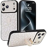 MOWIME Compatible with iPhone 17 Pro Max Case with Finger Strap, Cheetah Print Shockproof Soft TPU Protective Cover for Women Girls, Slim Anti Scratch Case for iPhone 17 Pro Max 6.9 Inch, White