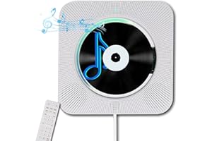 Portable Wall Mounted CD Player with Bluetooth, Homlab Mountable CD Music Player Built-in HiFi Speakers, Home Audio Boombox with Remote Control, FM Radio, LCD Display, Headphone Jack AUX USB TF Input