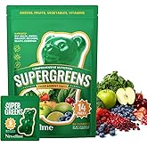 NEWELLME Super Greens Gummies, Delicious Daily Greens Multivitamin Gummy Bears with Superfoods, Fiber & Probiotics for Gut Health, Energy & Immune Support, Sugar Free, 14 Grab-and-Go Packs