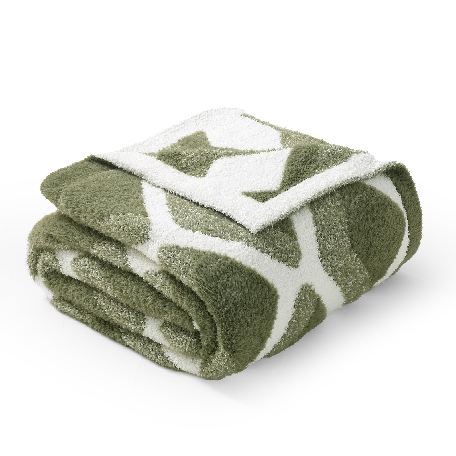 Amélie Home Knit Throw Blanket for Couch, Super Soft Fuzzy Cozy Throw, Giftable Knitted Blanket for Women Men, Birthday, Sofa Bed Living Room Decor, 50" x 60", Diamond Green Image