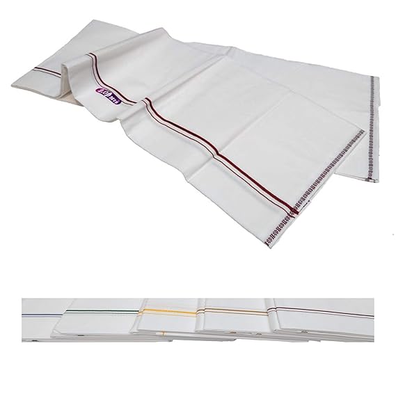 Cotton Cool Pure Cotton Dhoti & Lungi Colour Border 2,Mts (Which Colour is Available That we will send)