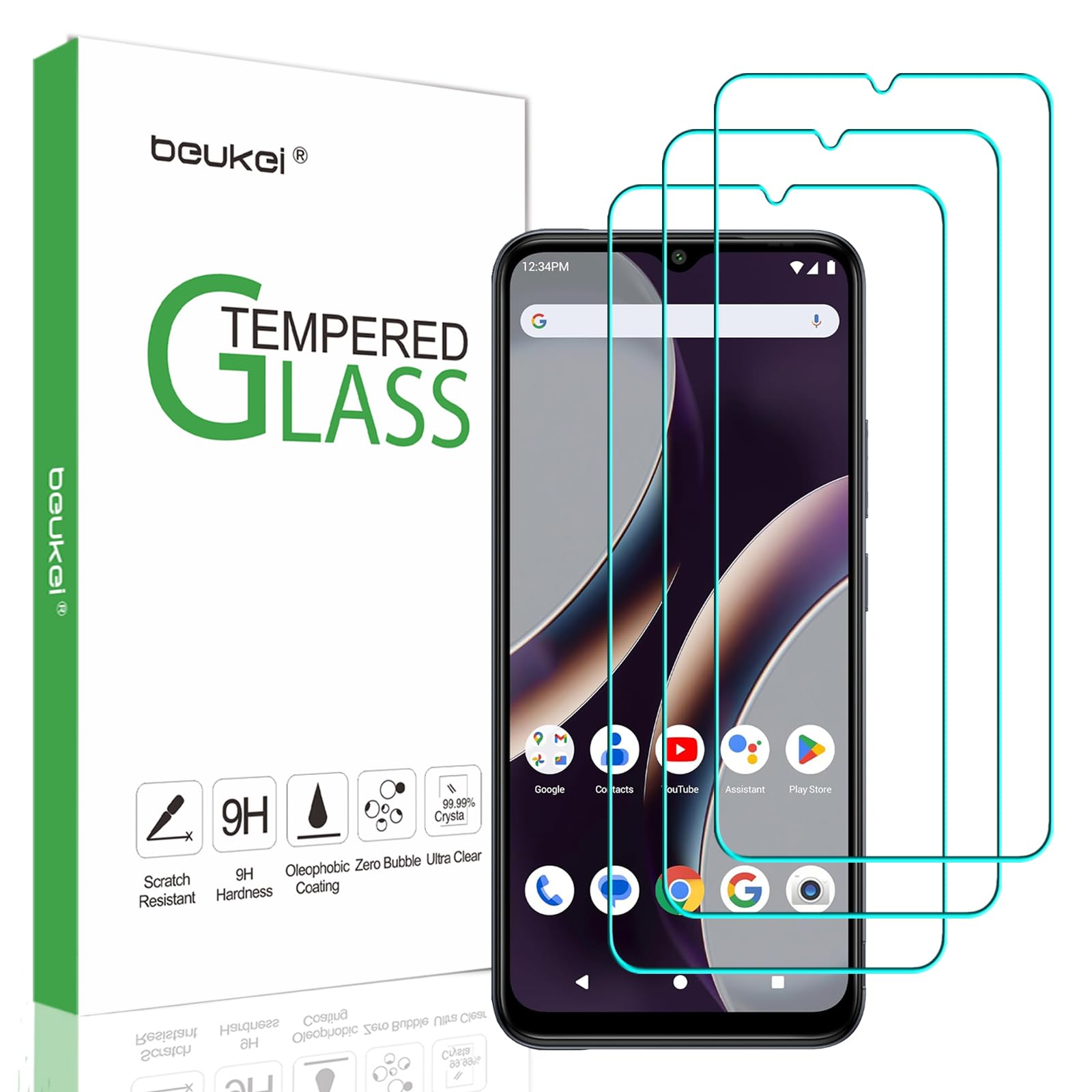 Photo 1 of beukei (3 Pack) Designed for BLU G63 Screen Protector Tempered Glass, Anti Scratch, Bubble Free, 9H Hardness