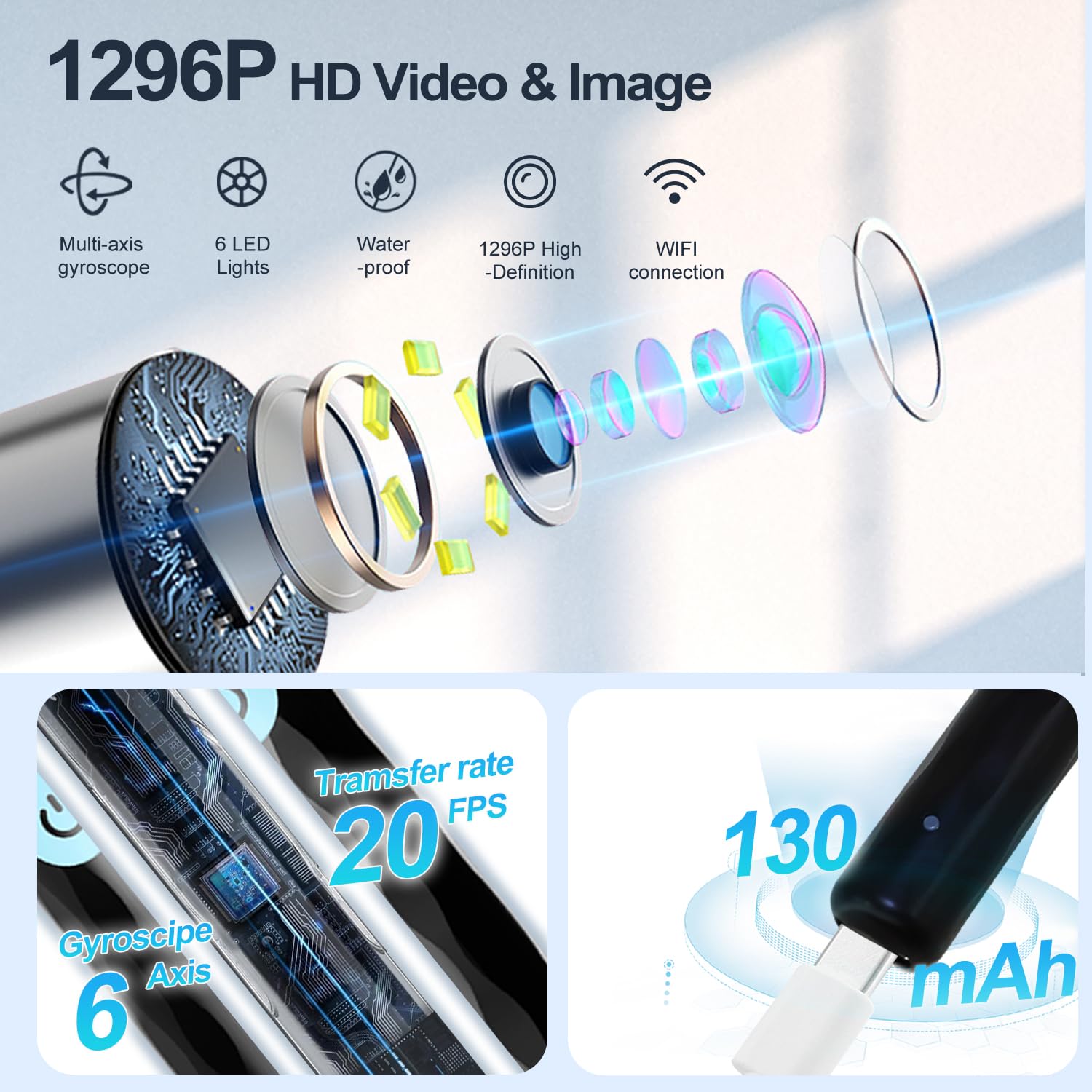 Ear Wax Removal, Ear Wax Removal Tool Camera Built-in 1296P, Easy and Safe Ear Cleaning, Earwax Removal kit with 9 Ear Set and 8 Traditional Tools, Ear Cleaning Kit for iPhone,iPad,Android (Black)