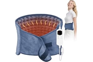 Heating Pad for Back & Period Cramps, 12"x24" Electric Heating Pad with 26" Waist Belt, 6 Heat Levels 4 Timers & 2H Auto Shut