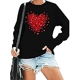 Huovud Valentines Sweatshirt Women Funny Love Heart Graphic Valentine Shirt Casual Long Sleeve Pullover Tops