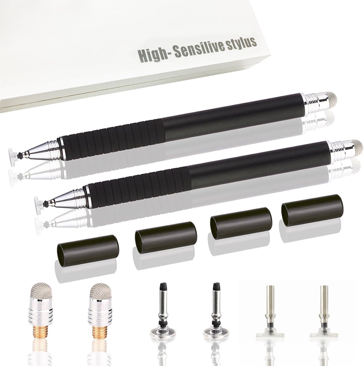Stylus Pen HOOKE 2 Pack Stylus Universal Touch Screen Capacitive Stylus for Kindly Touch iPad iPhone 6 7/7Plus Samsung S5 S6 S7 Edge S8 Plus Note 2 3 4 5 (black+black)