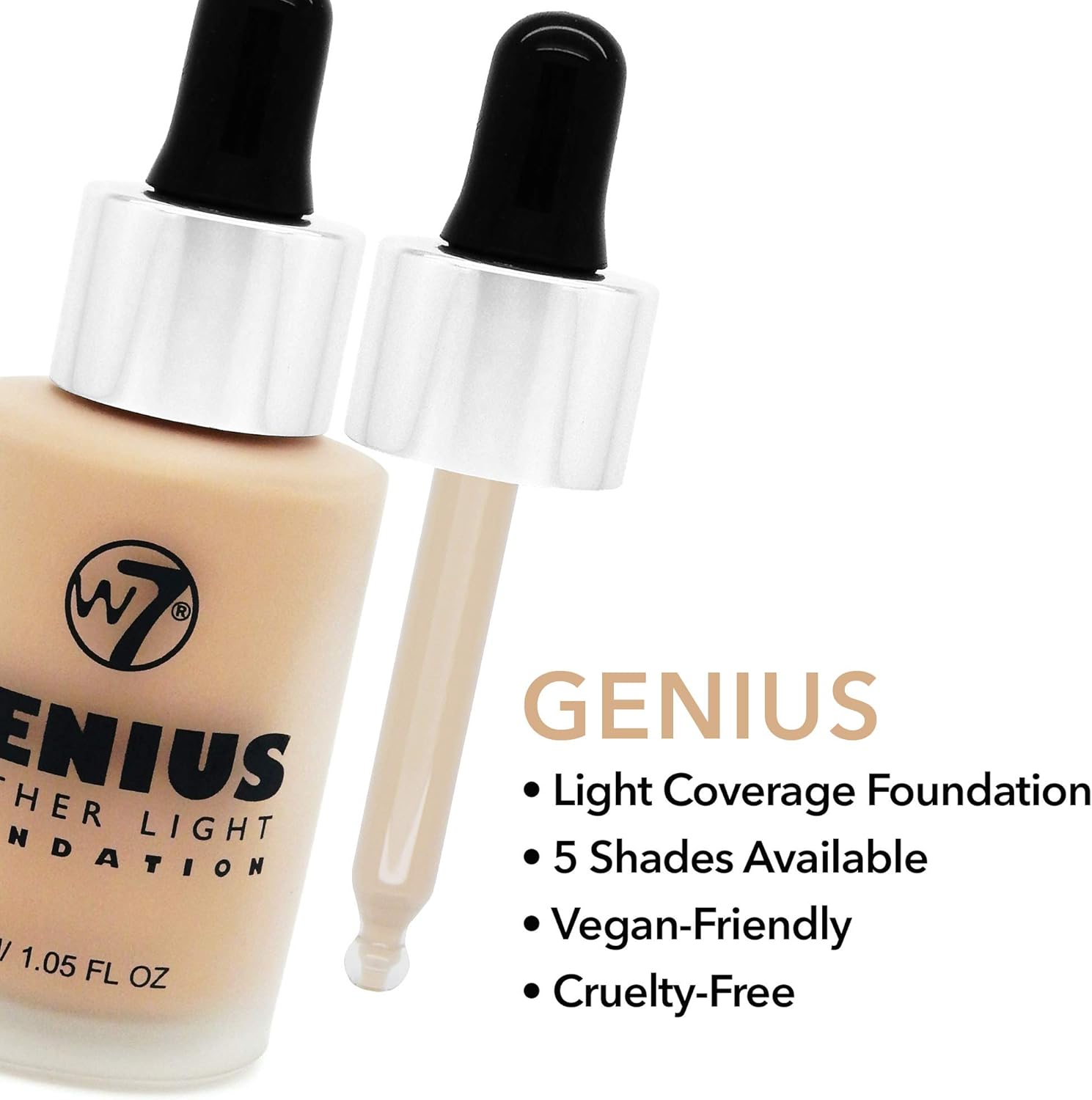W7 Genius Foundation Sand Beige 30 ml, Sand-beige, 30 ml (Pack of 1) - Image 4