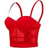 VEENDEO Women's Mesh Breath Push up Bustier Corset Crop Top Club Party Vest