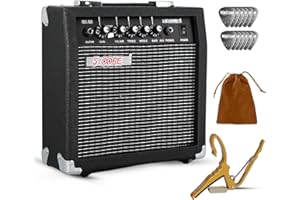 5 Core Guitar Amp 20 Watt Electric Amplifier w Built in 6.5" Speaker Aux Headphone Jack Portable Mini Practice Amps w Gain Bass Treble Volume and Middle Black and White - GA 20 BLK NW