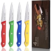 EMERZ Paring Knife Set of 4, Stainless Steel Paring Knives,3.5inch,Ergonomic Plastic Triple Rivet Handle,Sharp Small Kitchen Knife for Peeling Coring Cutting,Colorful Parers for Fruit&amp;Vegetable