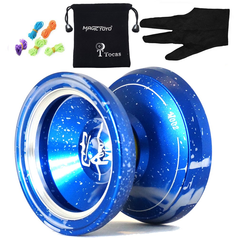 MAGICYOYO M002 Unresponsive Yoyos Pro Yoyos Metal Yo Yo Set Gift Toy, Blue Silver