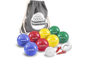 GoSports Mini Travel Size Bocce Game Set with 8 Balls, Pallino, Tote Bag and Measuring Rope - Choose Your Size