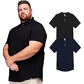 STRONGSIZE Mens Big & Tall Polo Shirt – Premium Stretch Cotton Polo for Men with Metal Snap Buttons