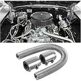 BELOMI 24" Stainless Steel Radiator Hose, Stainless Steel Engine Cooling Water Hose Kit, Flexible Coolant Water Hose, Universal Water Hoses Adapter with Chrome Cap Clamp