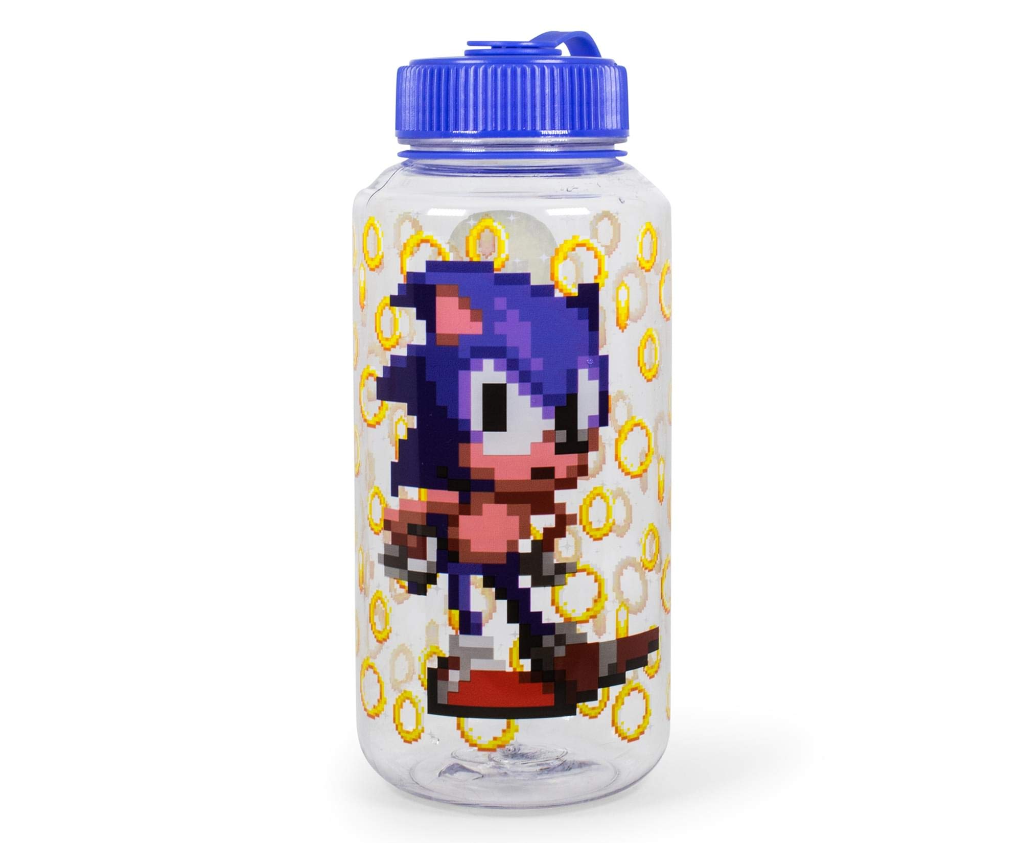 JUST FUNKY Sonic The Hedgehog Gold Rings Water Bottle | BPA-Free Large Plastic Water Jug With Screw Top Lid | Hydration For Outdoor Sports, Gym, Yoga | Holds 32 Ounces