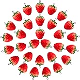 OIIKI 30Pcs 3D Red Strawberry Pendants, Cute Resin Hanging Fruit Beads DIY Crafts Supplies Decorative Accessories for Jewelry Making Necklaces Earrings Bracelets
