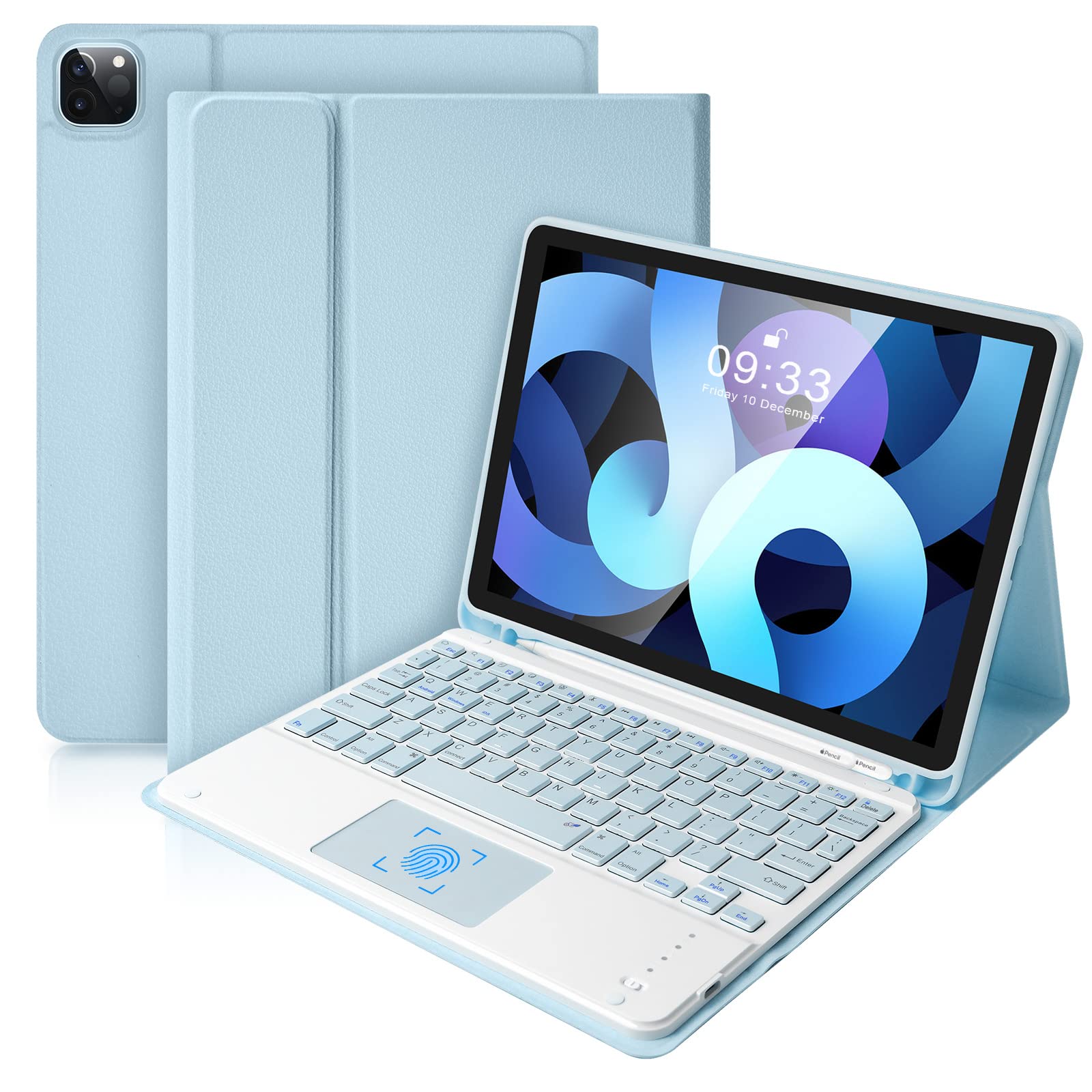 SOPPY Keyboard Case with Touchpad for iPad Air 11-inch (M3 2025 / M2 2024) & Air 4th/5th Gen & iPad Pro 11 inch (1st/2nd/3rd/4th Gen), Detachable Keyboard Cover, with Built-in Pencil Slot, Blue
