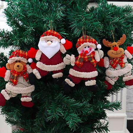 Babbo 4 Natale.Qimmu 4 Pendenti Di Tessuti Di Albero Di Natale Decorazione Natalizia A Forma Di Babbo Natale Renna Pupazzo Di Neve E Orso Ornamenti Per Albero Di Natale Finestre E Porte Amazon It Casa