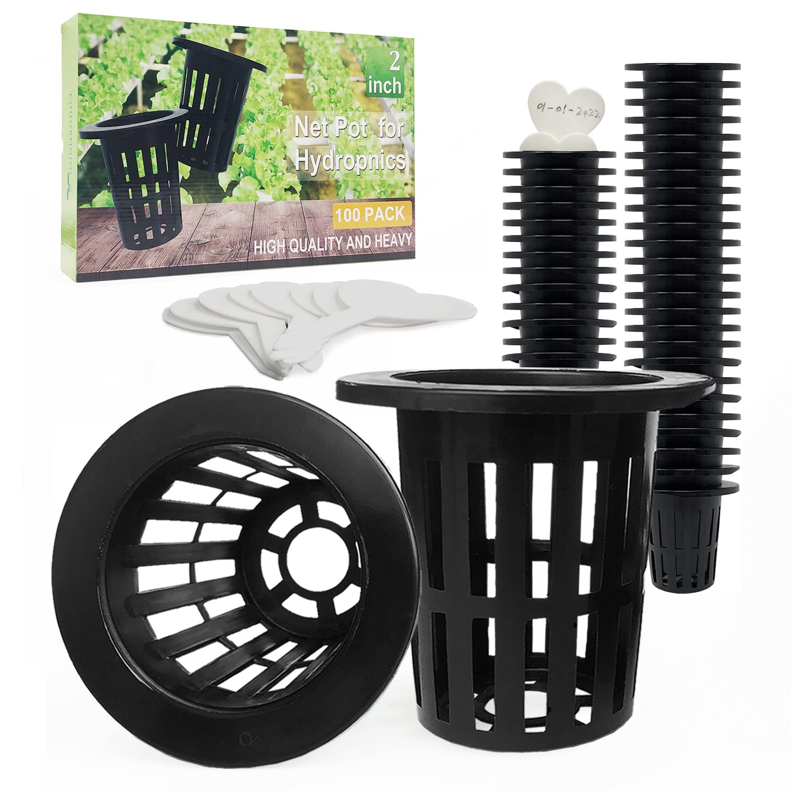 Photo 1 of Tmtamye 100 Pack 2 inch Net Pots Hydroponics Supplies Cups, Round Wide Lip Design Orchids Aquaponics Garden Slotted Mesh Heavy Duty Net Pot with 20Pcs Plant Labels